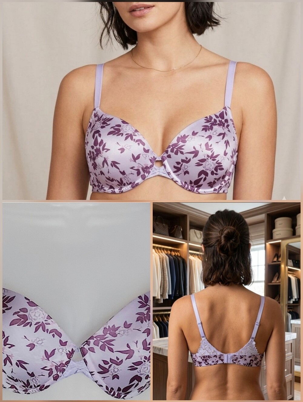 💙Maidenform purple with floral print bra 🤍36B